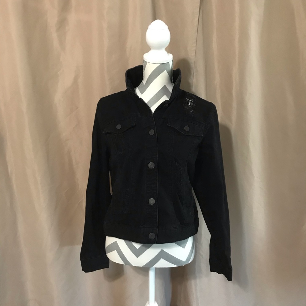 Mudd XL Distressed Jean Jacket Black